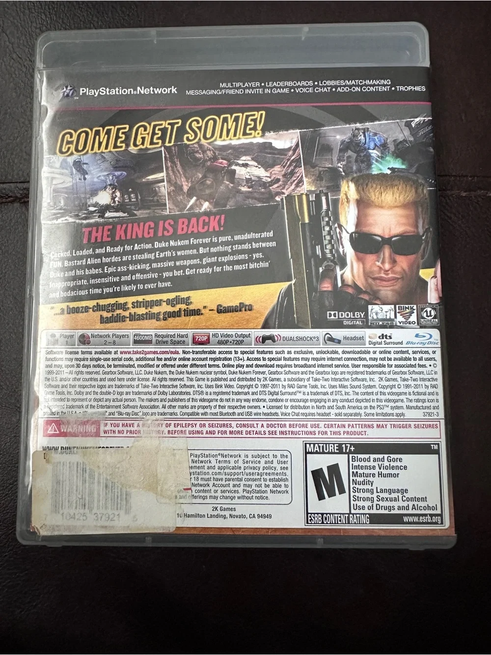 Sony PS3 Duke Nukem Forever CD video game Mature 17+ multiplayer